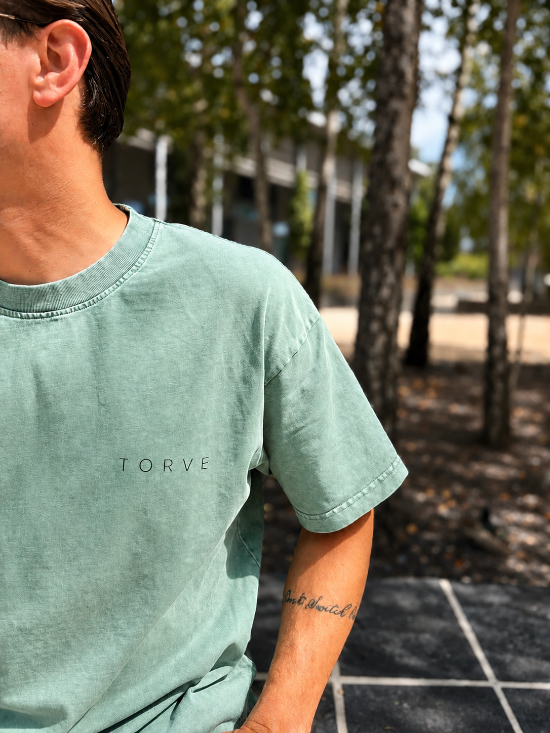 Acid Wash Oversized T-Shirt - Bean Green