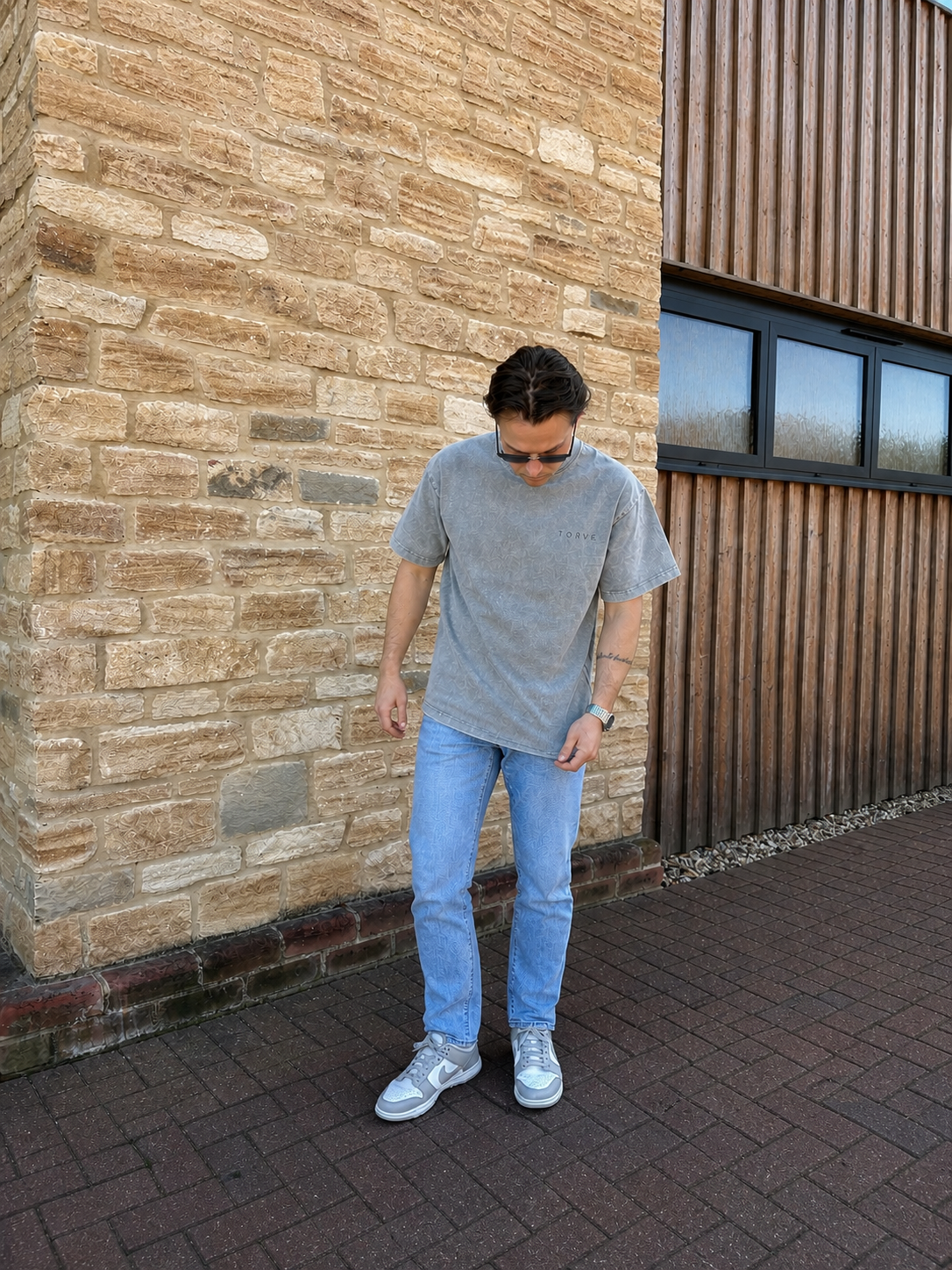 Acid Wash Oversized T-Shirt - Khaki