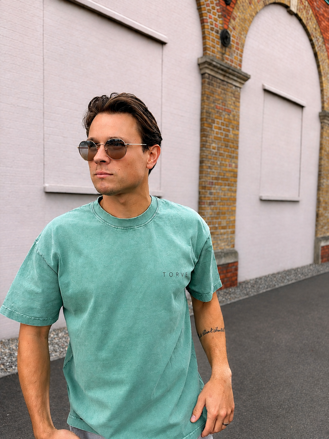 Acid Wash Oversized T-Shirt - Bean Green